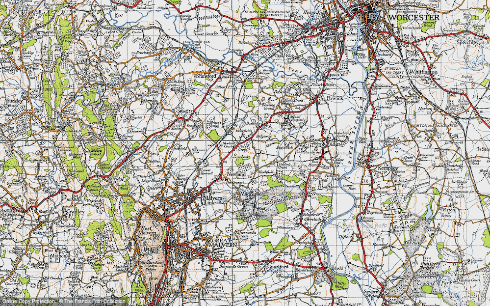 Old Map of Historic Map covering Brace's Leigh in 1947