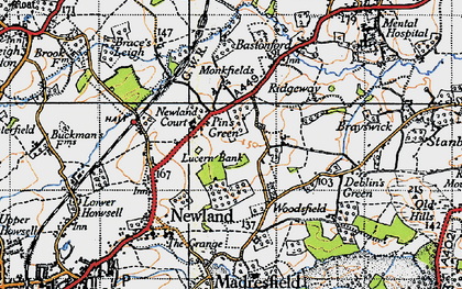Old map of Pin's Green in 1947