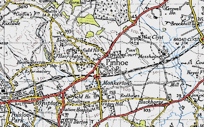 Old map of Pinhoe in 1946