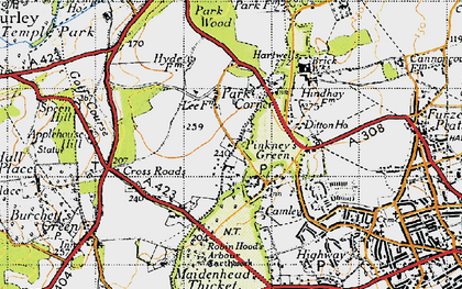 Old map of Pinkneys Green in 1947