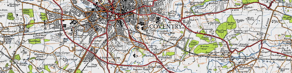 Old map of Pinley in 1946