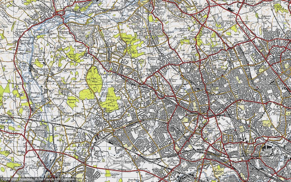 Old Map of Pinner, 1945 in 1945