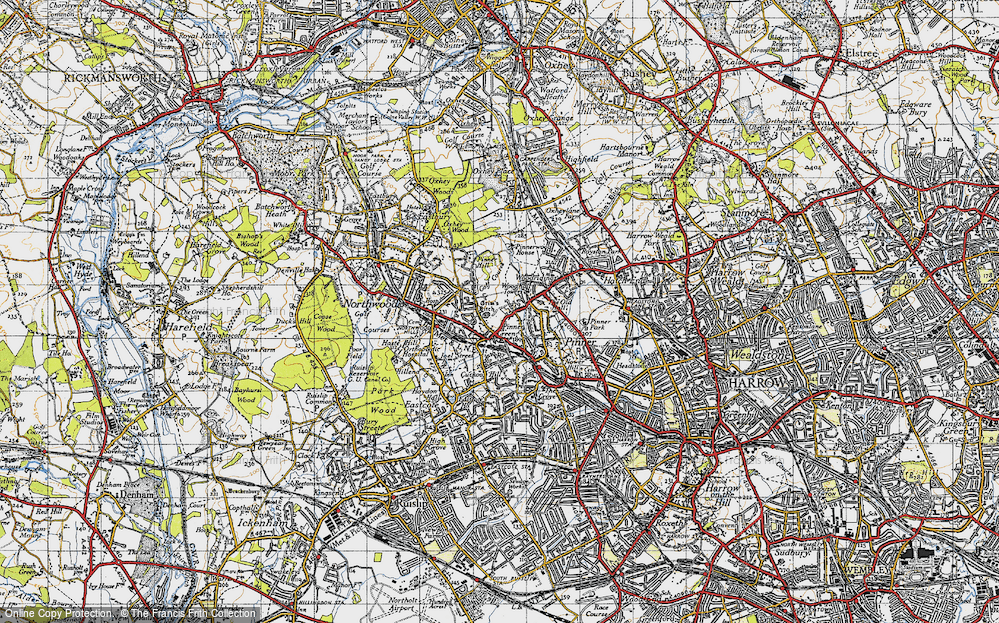 Old Map of Pinner Green, 1945 in 1945