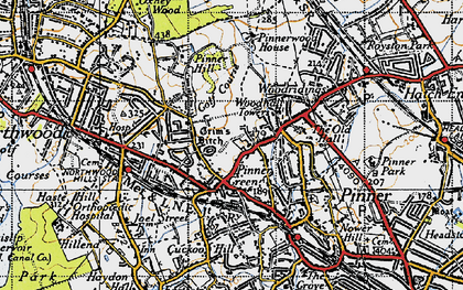Old map of Pinner Green in 1945