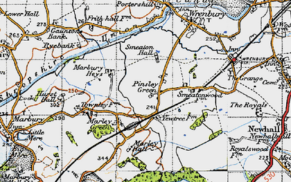 Old map of Pinsley Green in 1947