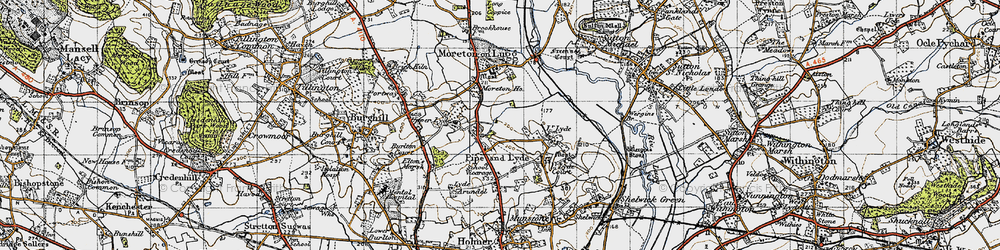 Old map of Pipe and Lyde in 1947