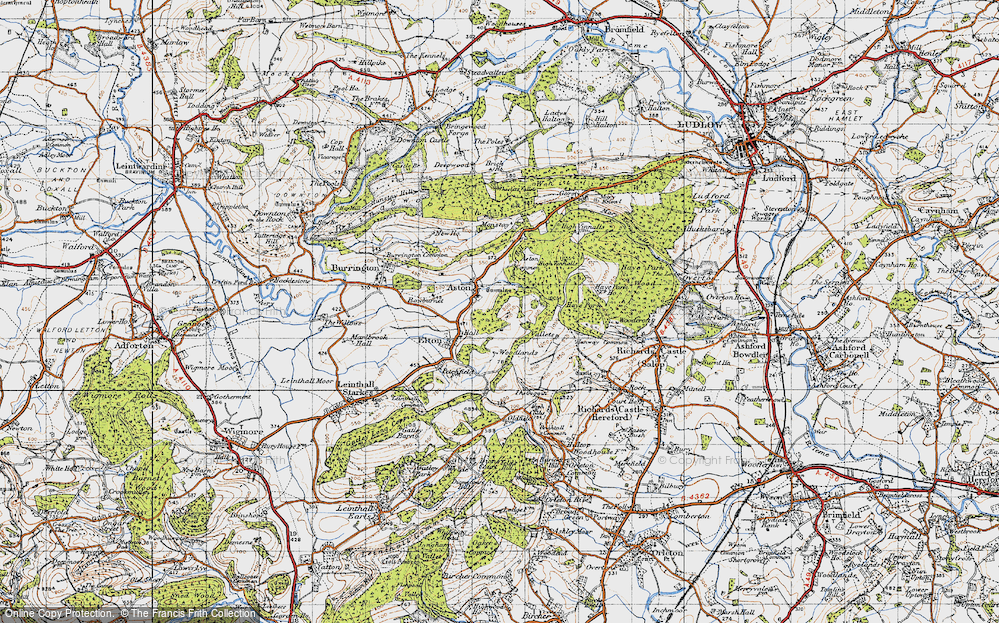 Old Map of Historic Map covering Woodlands in 1947
