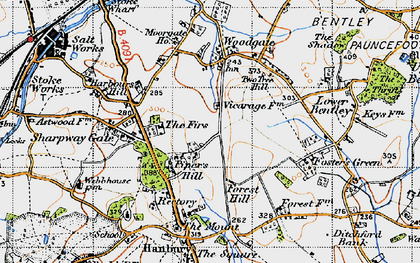 Old map of Piper's Hill in 1947