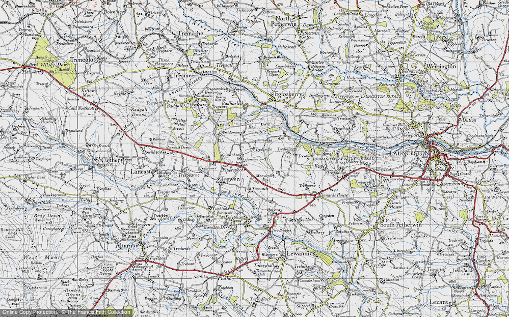 Old Map of Historic Map covering Westdownend in 1946