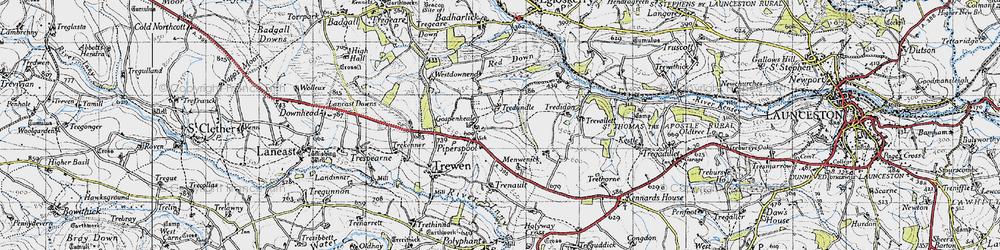 Old map of Pipers Pool in 1946