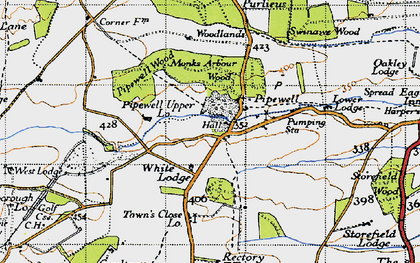 Old map of Pipewell in 1946