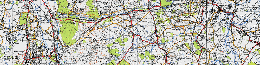 Old map of Pirbright in 1940