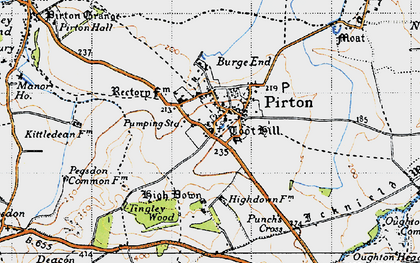 Old map of Pirton in 1946
