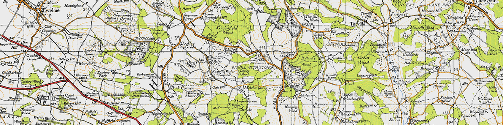 Old map of Pishill in 1947