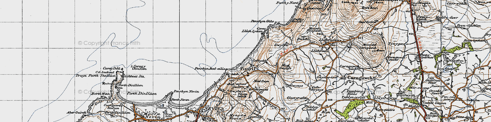Old map of Pistyll in 1947