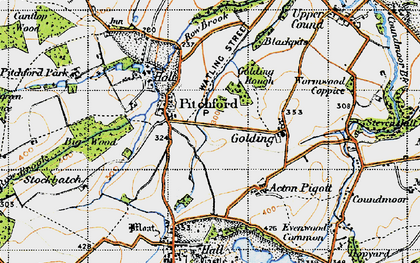 Old map of Pitchford in 1947