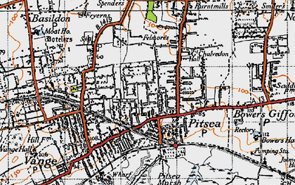 Old map of Pitsea in 1945