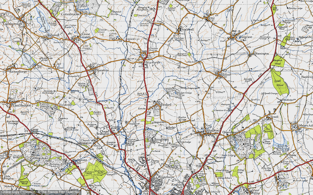 Old Map of Historic Map covering Brampton Valley Way in 1946