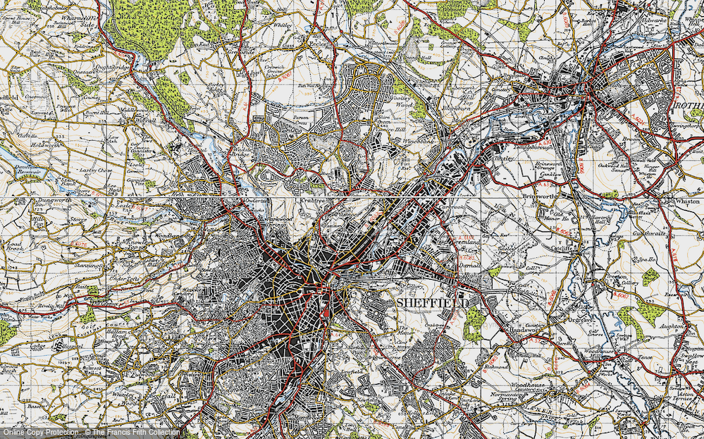 Old Map of Pitsmoor, 1947 in 1947