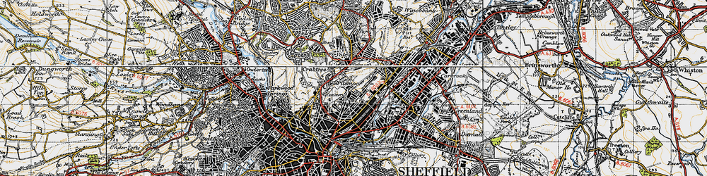 Old map of Pitsmoor in 1947