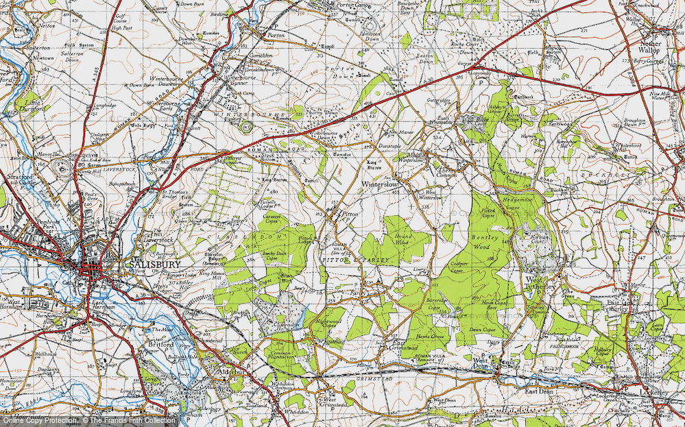 Old Map of Historic Map covering Beechy Dean Copse in 1940