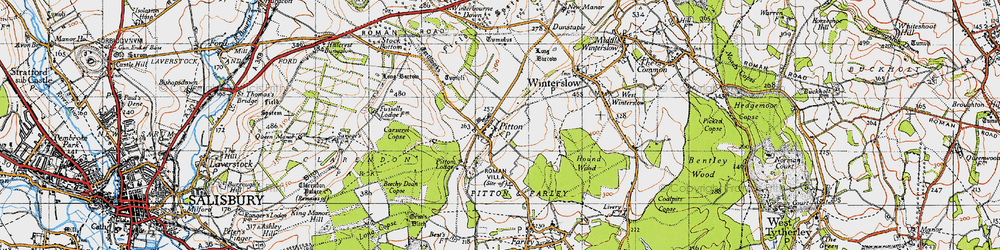 Old map of Pitton in 1940