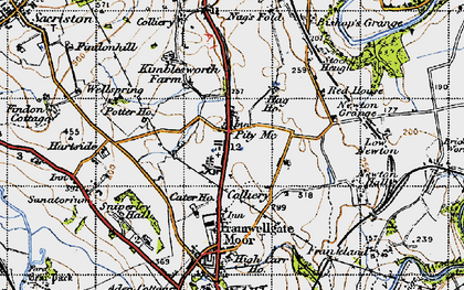 Old map of Pity Me in 1947