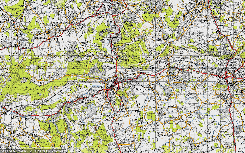 Old Map of Historic Map covering Boxhurst in 1940