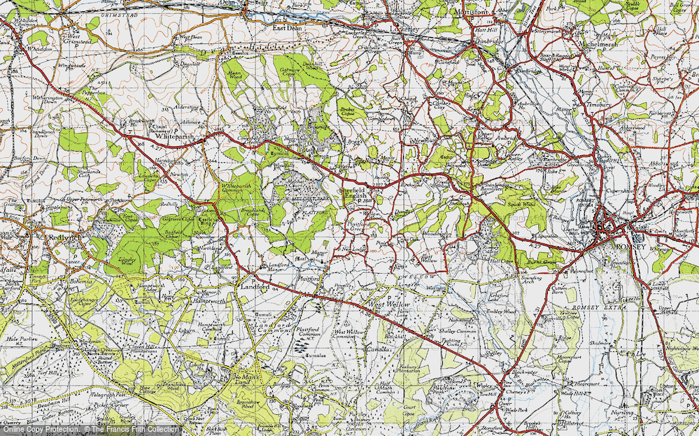 Old Map of Historic Map covering Melchet Court (Sch) in 1940