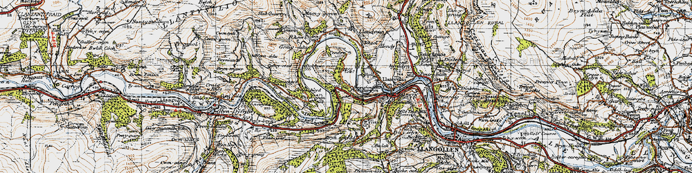 Old map of Plâs Berwyn in 1947