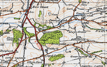 Old map of Afon Peithyll in 1947