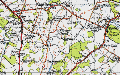Old map of Plastow Green in 1945