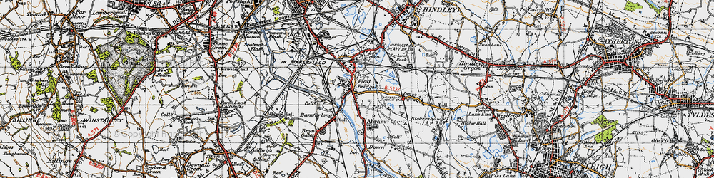 Old map of Platt Bridge in 1947
