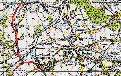 Old map of Platts Common in 1947