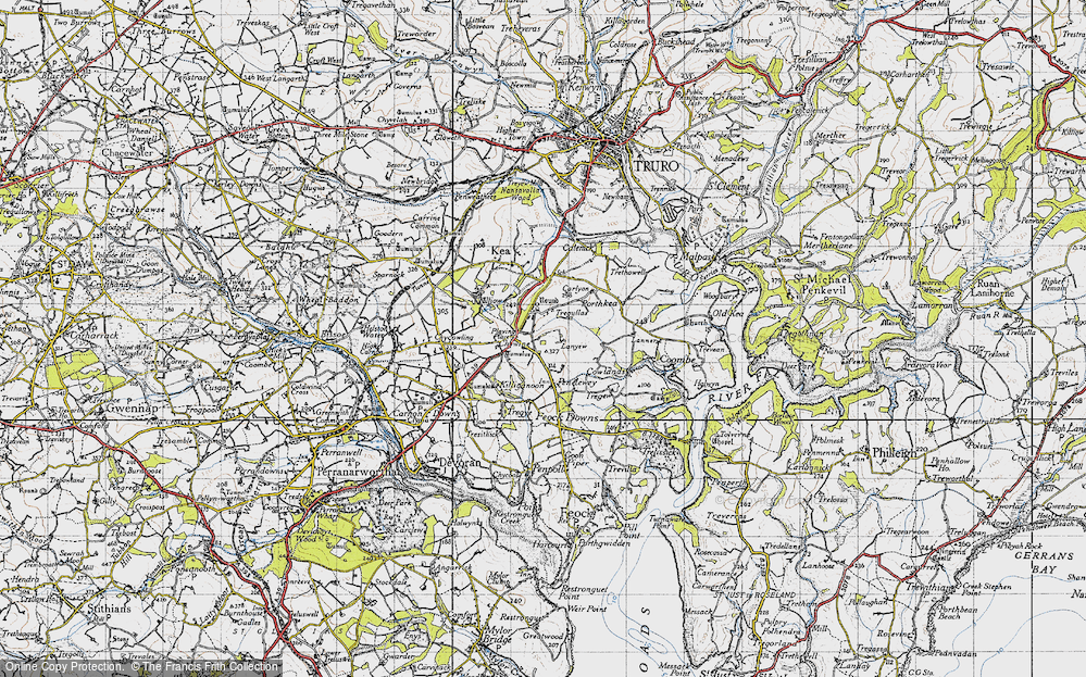 Old Map of Historic Map covering Lanyew in 1946