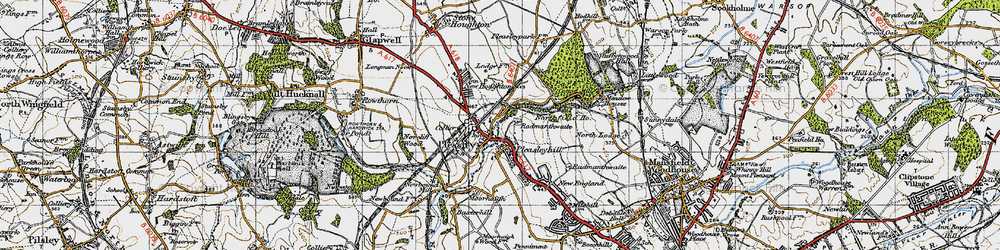 Old map of Pleasley Vale in 1947