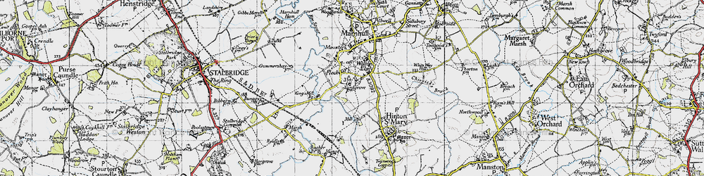 Old map of Bagber Br in 1945