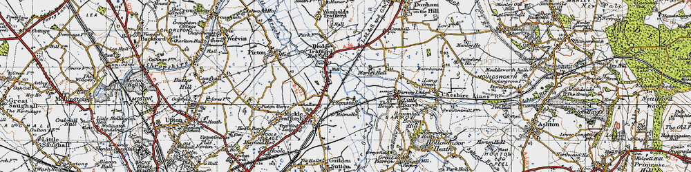 Old map of Bridge Trafford in 1947