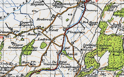 Old map of Ploxgreen in 1947