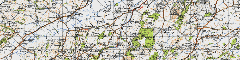 Old map of Ploxgreen in 1947