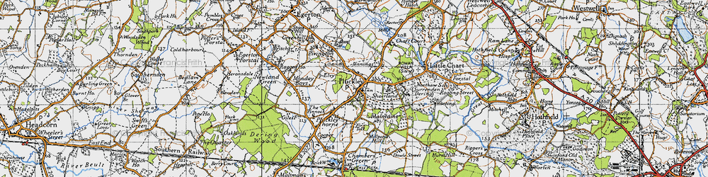 Old map of Pluckley in 1940