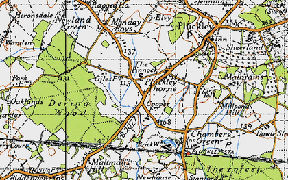 Old map of Pluckley Thorne in 1940
