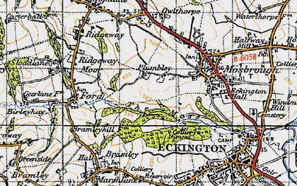 Old map of Plumbley in 1947