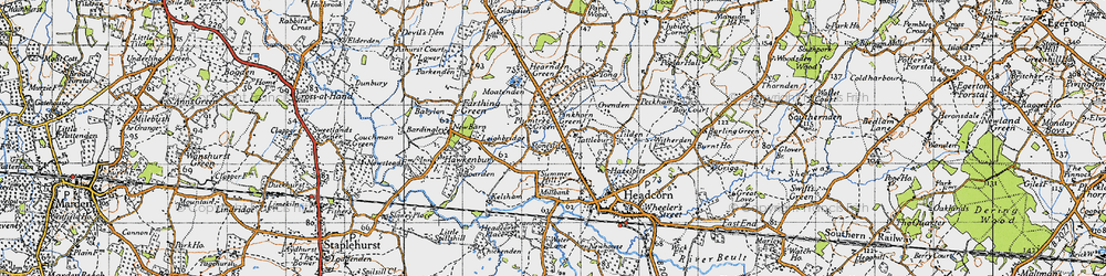 Old map of Plumtree Green in 1940