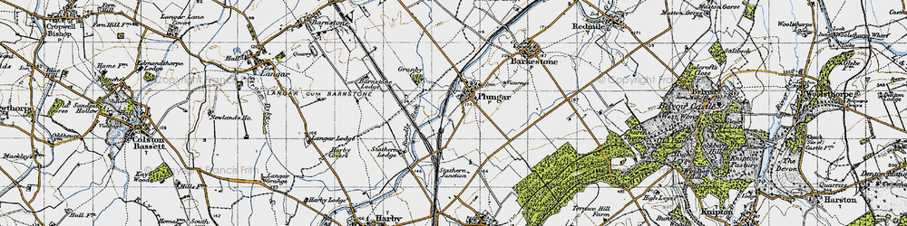 Old map of Langar Airfield in 1946
