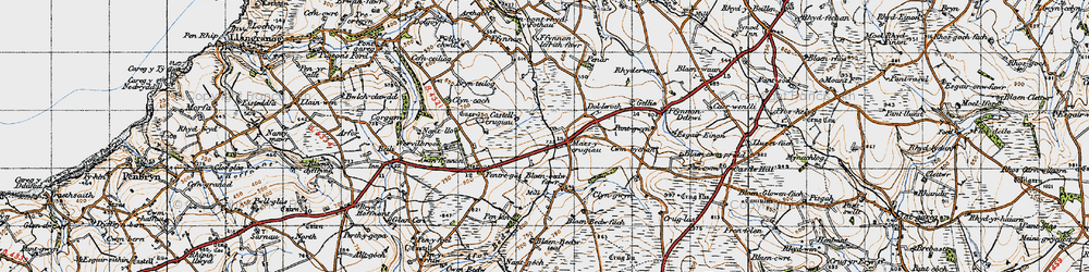 Old map of Plwmp in 1947