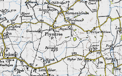 Old map of Plymtree in 1946
