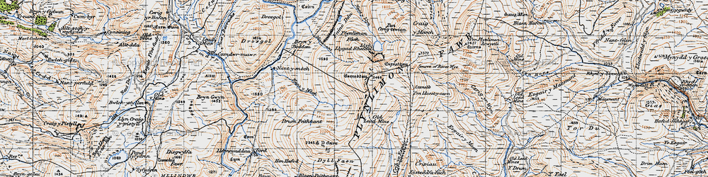 Old map of Plynlimon in 1947