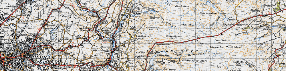 Old map of Broadstone Hill in 1947