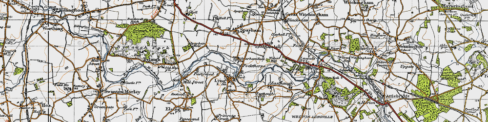 Old map of Pockthorpe in 1946